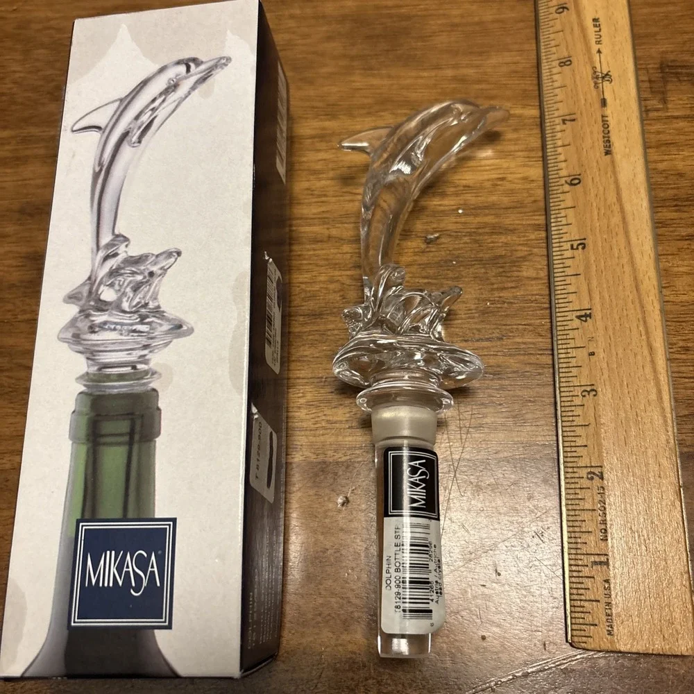 Mikasa Crystal Dolphin Bottle Stopper - NIB W/tags 7